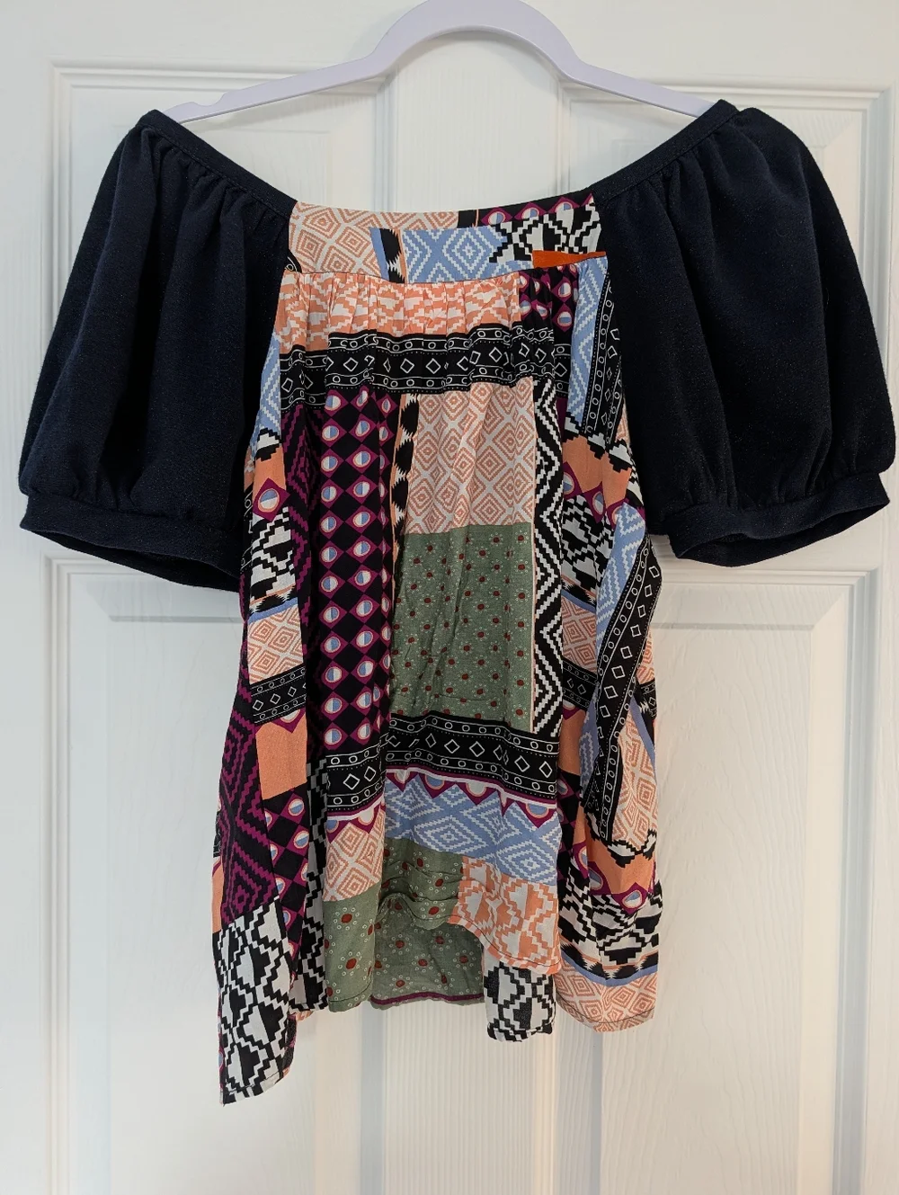 Anthropologie Maeve Patchwork Print Tunic Blouse S Boho Cottagecore Puff Sleeve - Picture 5 of 8